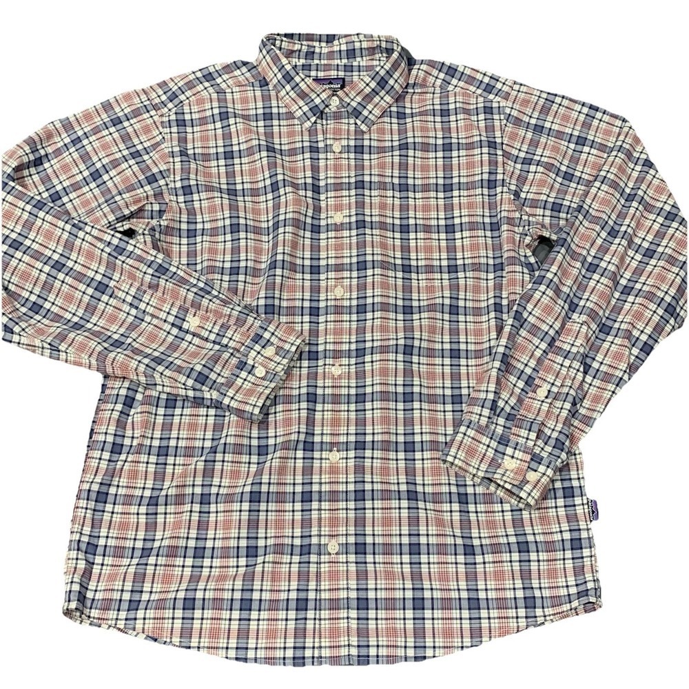 Patagonia Shirt Mens Medium Button Up Organic Cotton Plaid Outdoors Sustainable